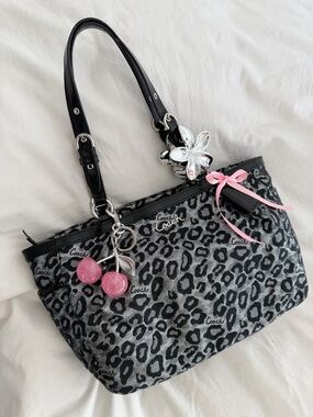 vintage Coach Ashley Cheetah Print Tote Bag